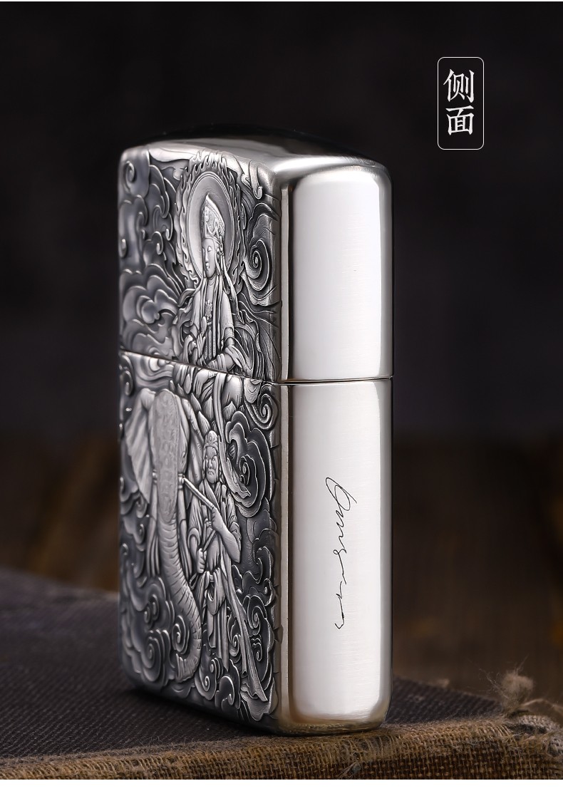 之宝zippo煤油打火机轻奢银机原装进口纯银加厚盔甲3d