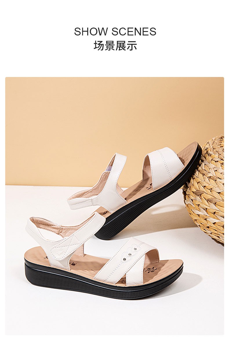 蜘蛛王女鞋2022夏季新款真皮软底时尚休闲百搭舒适时装女士凉鞋19050