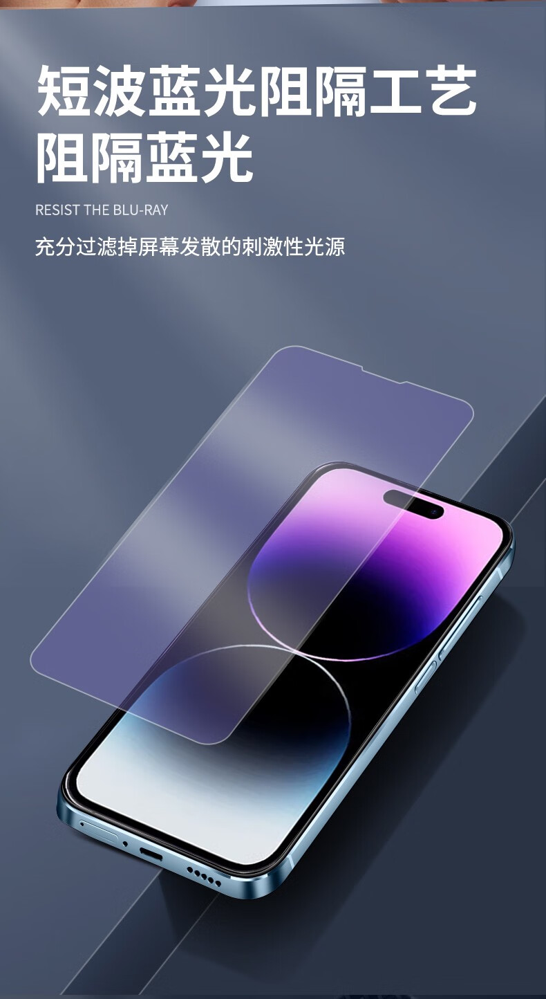 【2片装】骆尊 苹果14pro钢化膜iphone14promax防窥膜抗蓝光全屏覆盖