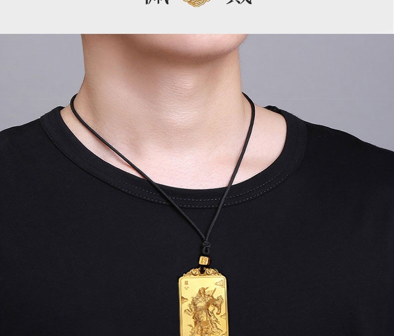黄金吊坠足金999古法关公吊坠实心挂坠古法关公方牌传承系列霸气男士