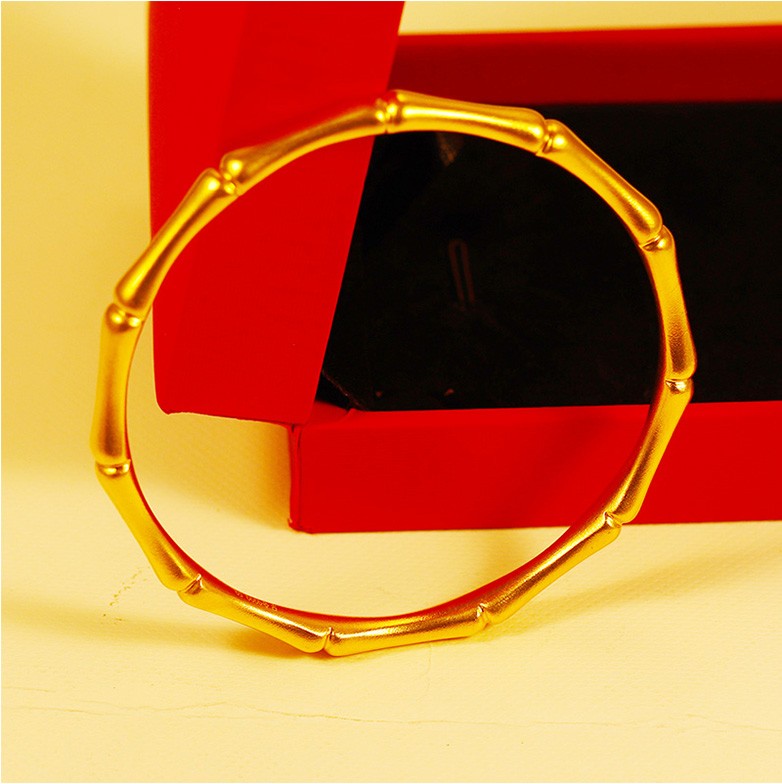 涵琪珠宝古法足金999竹节实心手镯古法金镯子送母亲送爱人黄金手镯