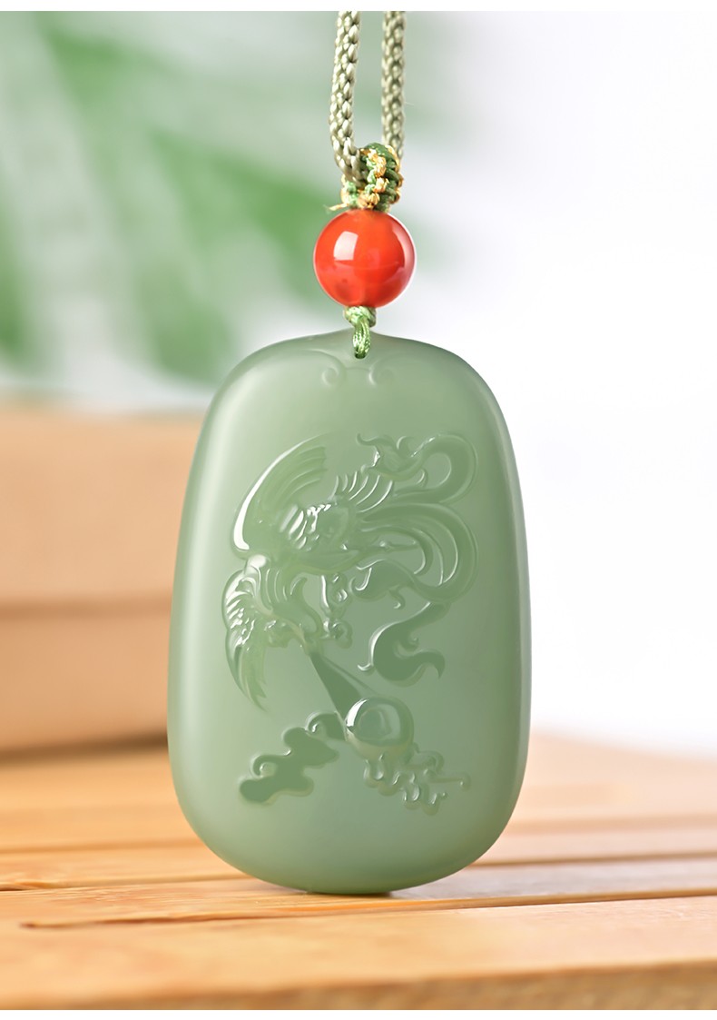 玉华情和田玉凤凰吊坠天然新疆青玉玉佩挂坠玉牌