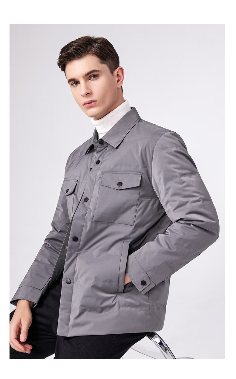 斯得雅(stava)轻薄男装羽绒服翻领中青年纯色短款显瘦羽绒服男