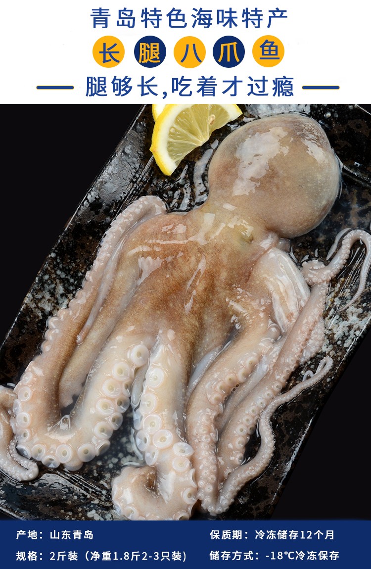 觅客长腿八爪鱼鲜活冷冻爆头大个八抓鱼新鲜大章鱼生鲜软足类海鲜烧烤