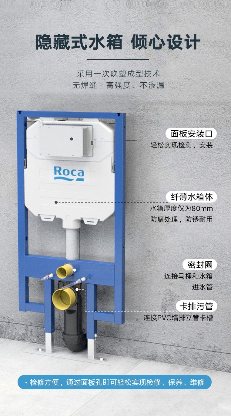 roca乐家卫浴吉拉达壁挂式马桶 挂墙马桶套餐入墙式小户型悬挂马桶