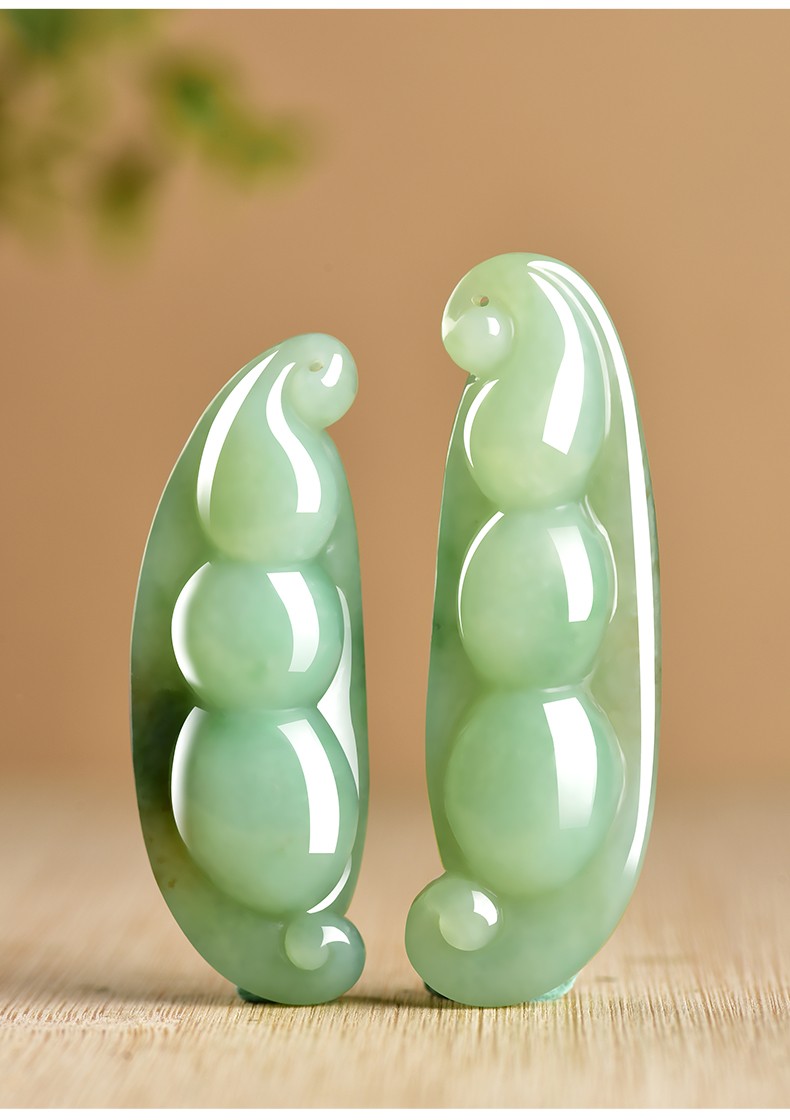 玉华情和田玉福豆吊坠男女款天然玉石四季豆玉坠连中三元玉佩挂件玉牌