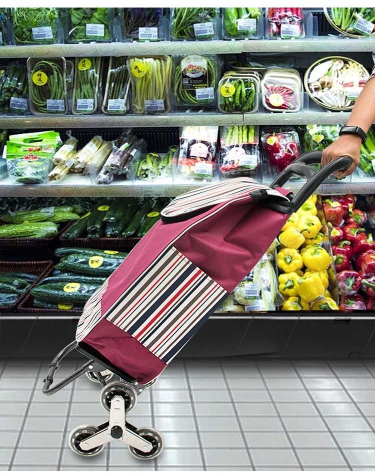 买菜车超市购物车老人轻便折叠式爬楼静音水晶轮购物小拖车带收纳包