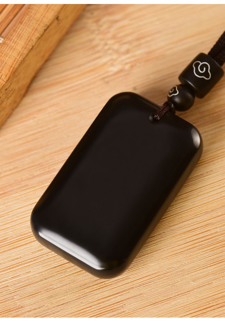 玉等我 天然新疆和田玉墨玉吊坠 平安无事牌玉坠玉佩项链男女挂件