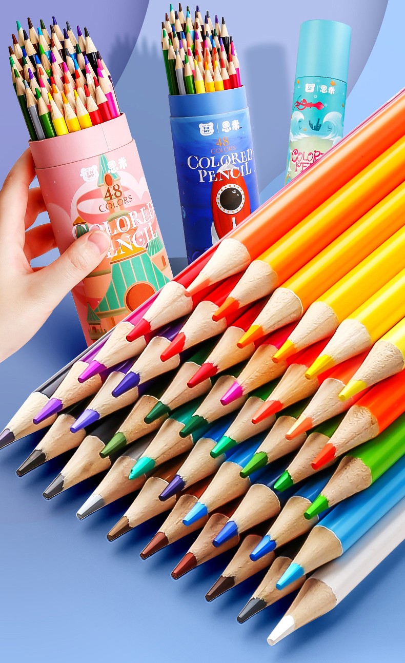 快力文 儿童彩色铅笔 48色彩铅套装24色水溶性专业画笔油性专用36色画