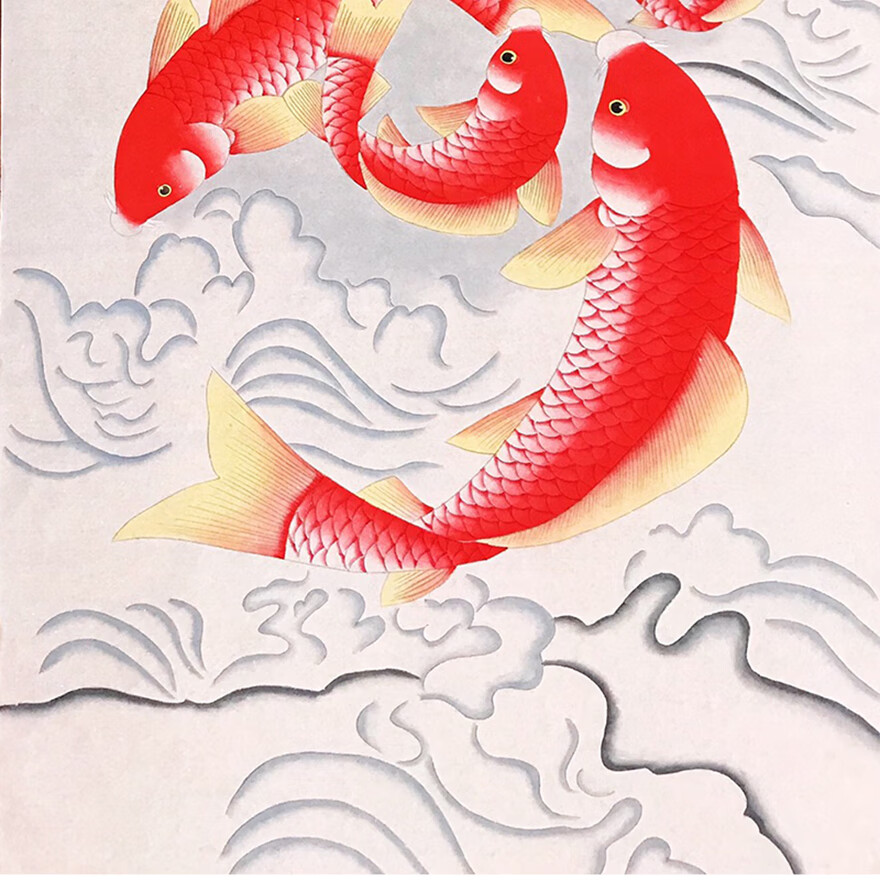 九鱼献寿李喆140x70四尺