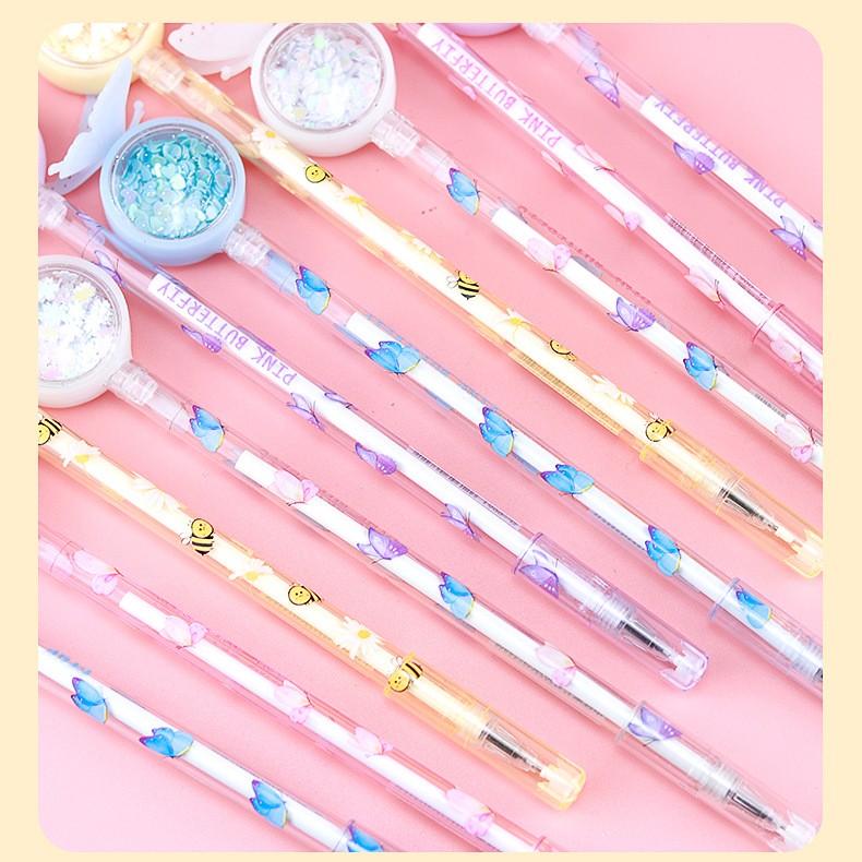 少女心闪光蝴蝶中性笔创意可爱少女心水笔韩国可爱学生中性笔0.