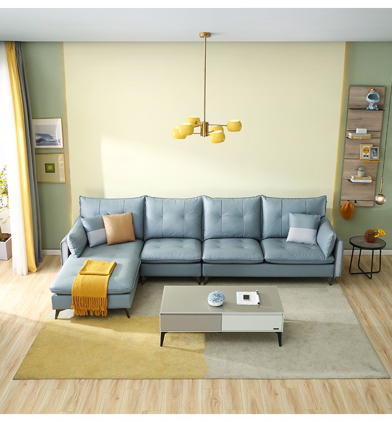 全友家居科技布沙发乳胶海绵舒适座包大户型客厅现代轻奢家具l型转角