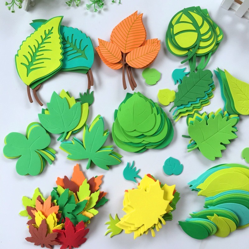 幼儿园小学教室墙面环境布置黑板报主题墙装饰eva泡沫绿色树叶叶子