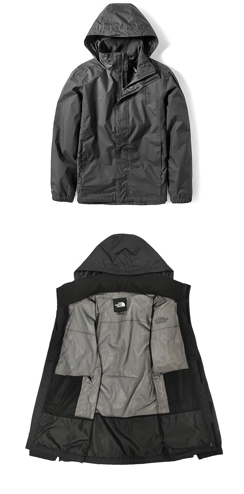 北面冲锋衣男thenorthface户外防风防水单层夹克外套4u5f0c5灰色xl180