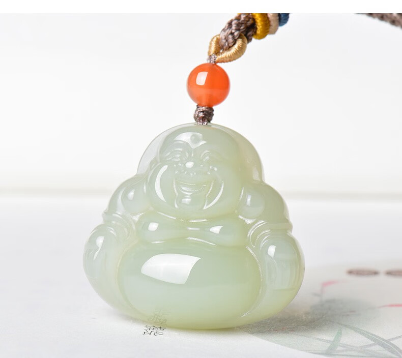 yunitongxing和田玉青白玉佛公吊坠女款玉坠玉石项链女士挂件带证书
