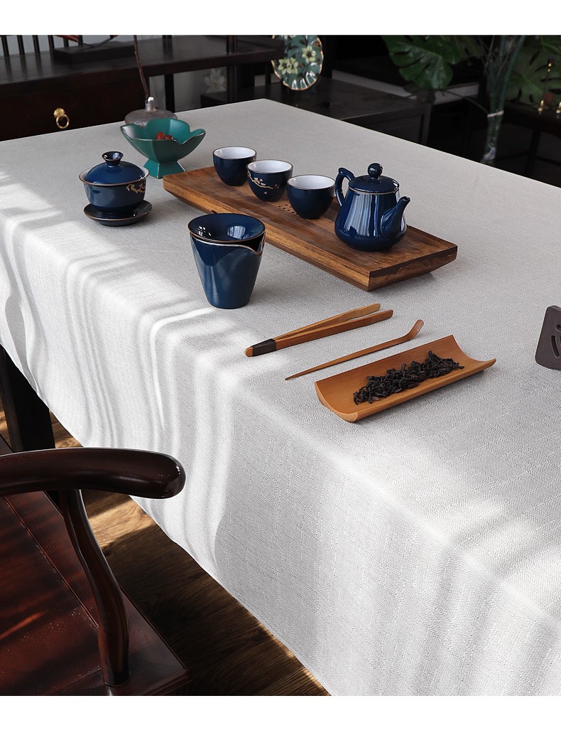 桌布中国风方桌茶艺茶席台布长方形布艺茶几盖布巾定制定做桑尼宝石蓝