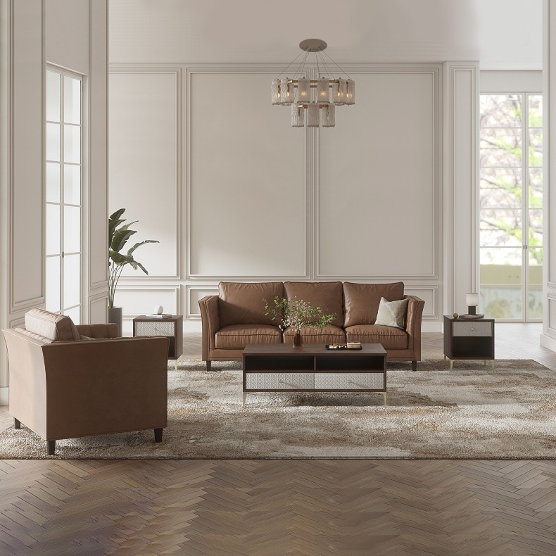 ashley爱室丽 沙发 北欧轻奢真皮沙发头层牛皮客厅小户型家具组合u677