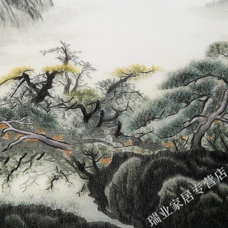 苏绣成品挂画高档山水画丝精品手工刺绣中国风家居客厅沙发背景墙书房