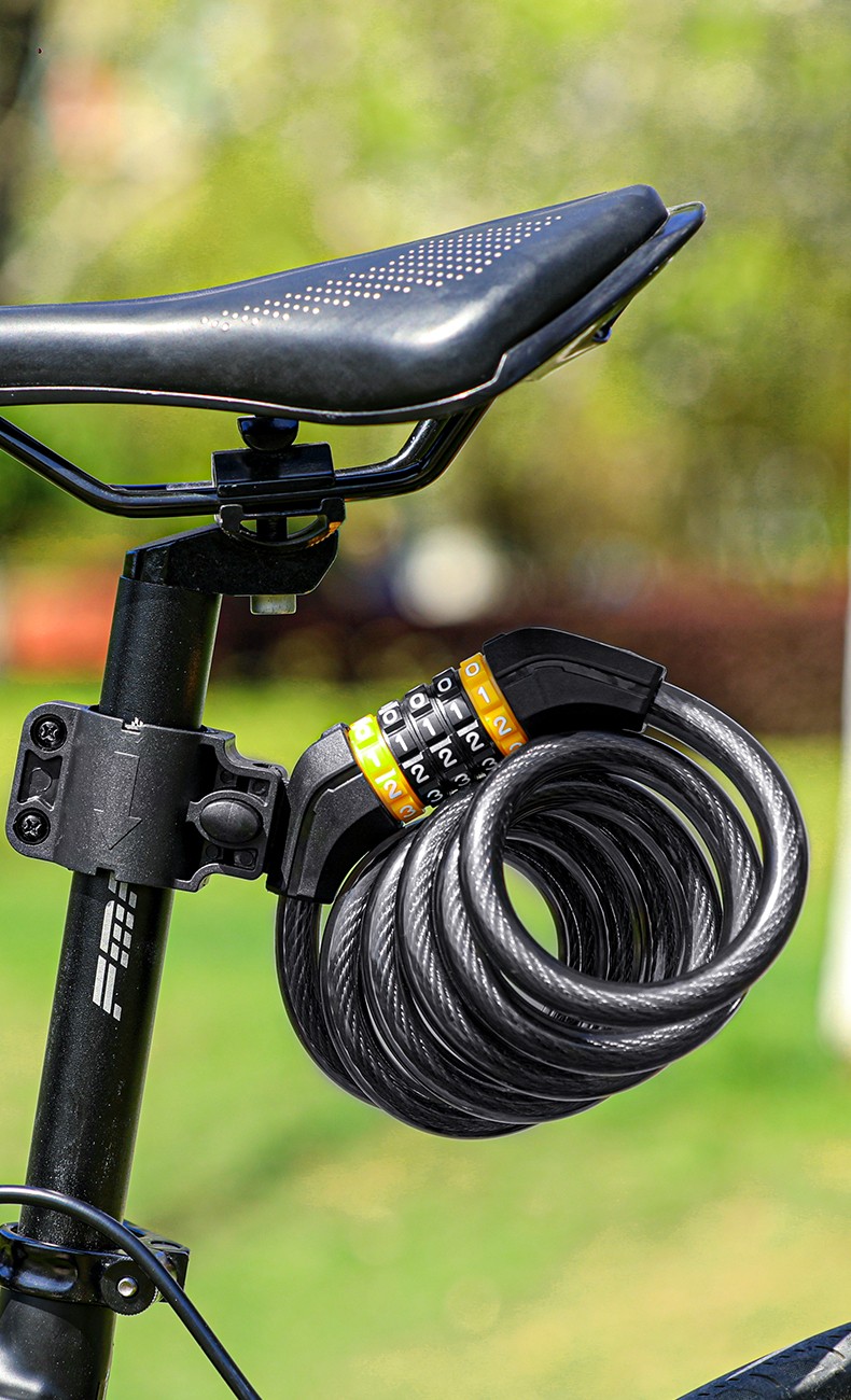 西骑者westbiking自行车锁山地公路自行车密码锁防盗加粗钢缆锁头盔