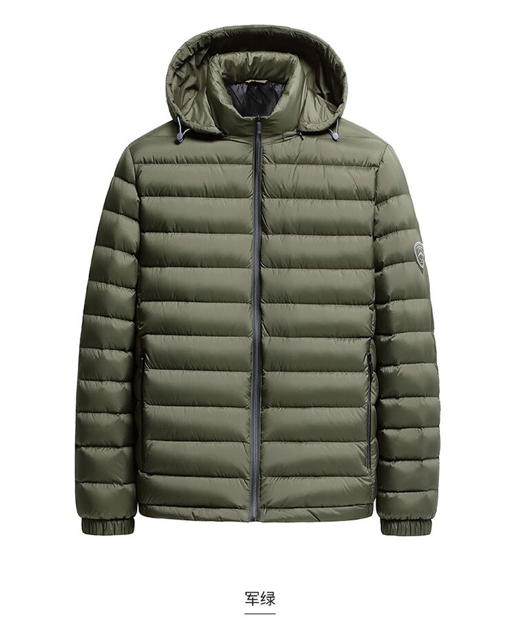 美国保罗轻薄羽绒服男可拆卸连帽2022秋冬新款面包羽绒服中年男士保暖