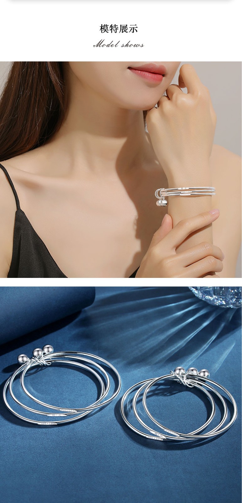 达米安darmian三生三世十里桃花银手镯女实心足银铃铛手环送女友送