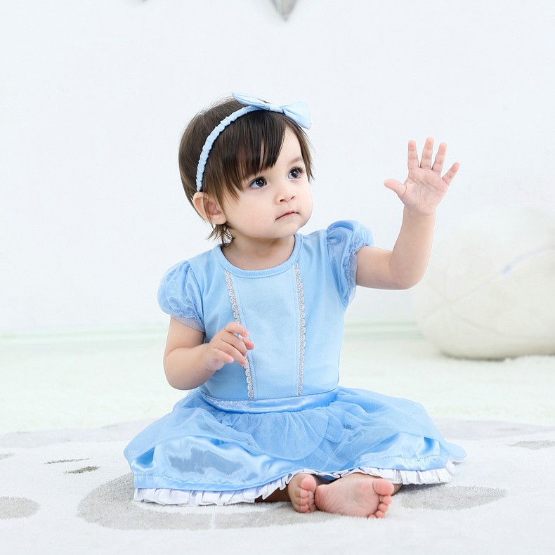 依百购婴幼儿美人鱼连身衣婴童长发公主爱莎哈衣婴儿幼儿连体衣爬行衣