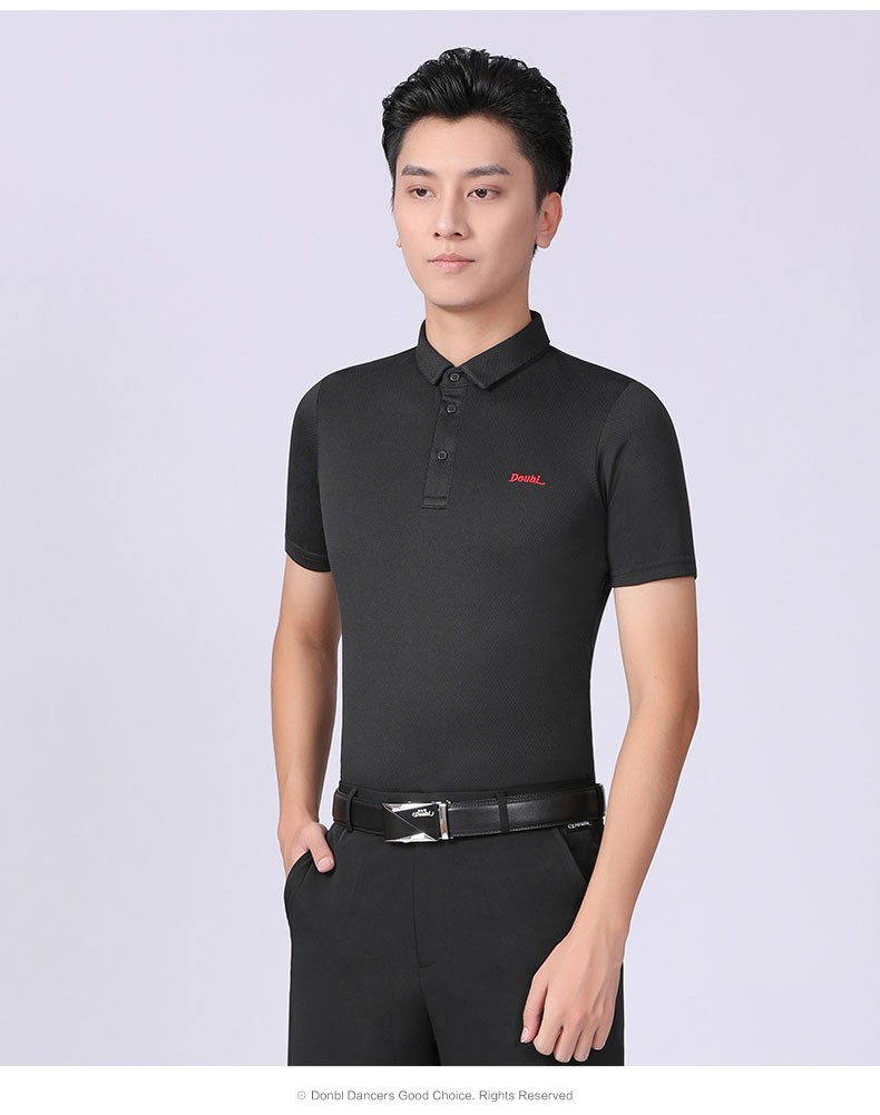 丹宝罗doubl丹宝罗高端拉丁舞服男夏季半袖男士舞服国标舞摩登舞上衣