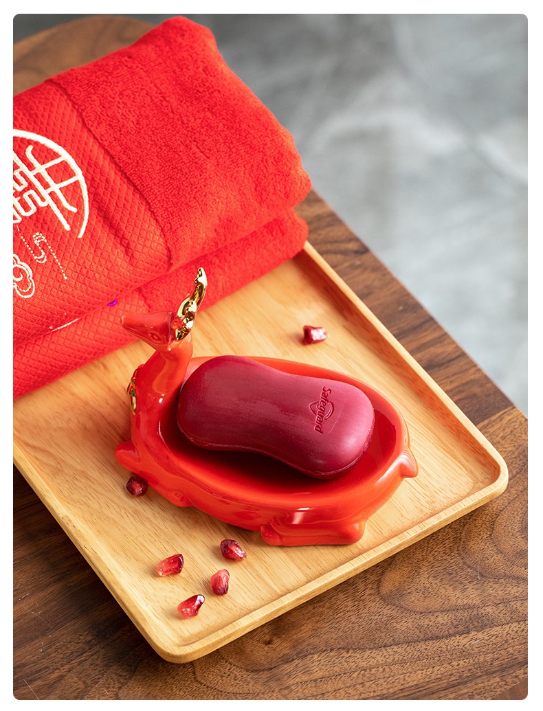 恒列红石榴结婚香皂红色洗脸肥皂娘家嫁妆高端伴手礼新娘陪嫁婚庆用品