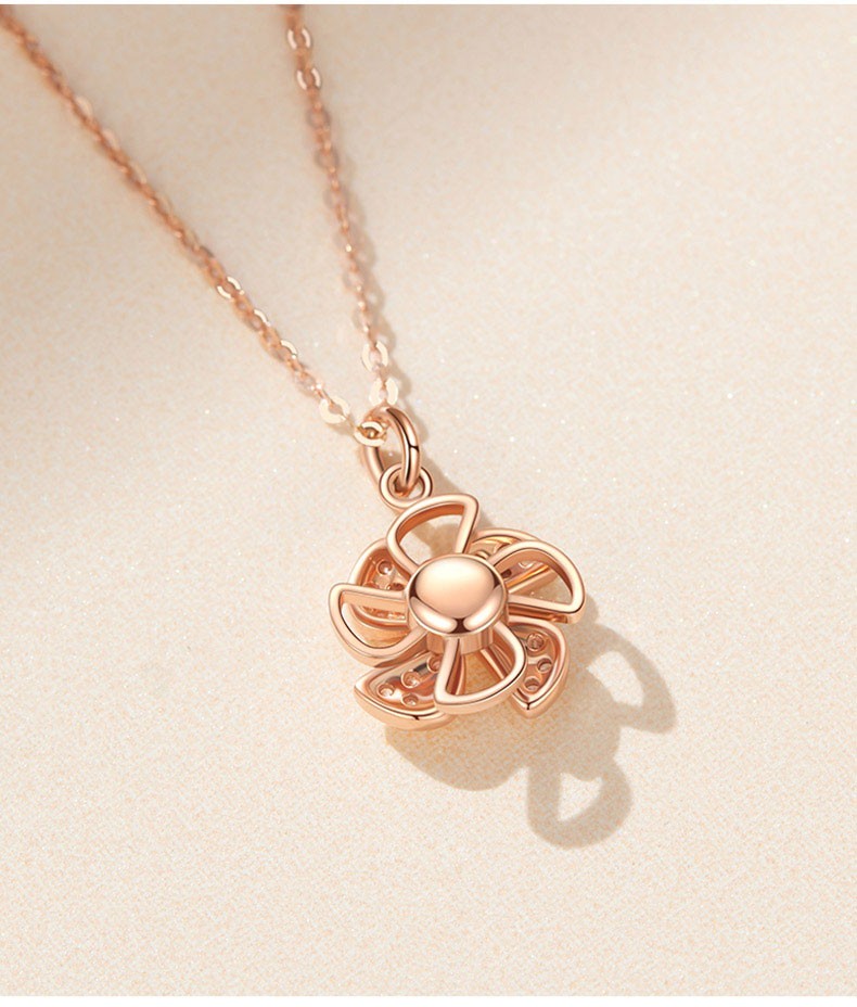 宝拉布菲彩金小风车项链女玫瑰金色时尚饰品轻奢吊坠锁骨链结婚纪念日