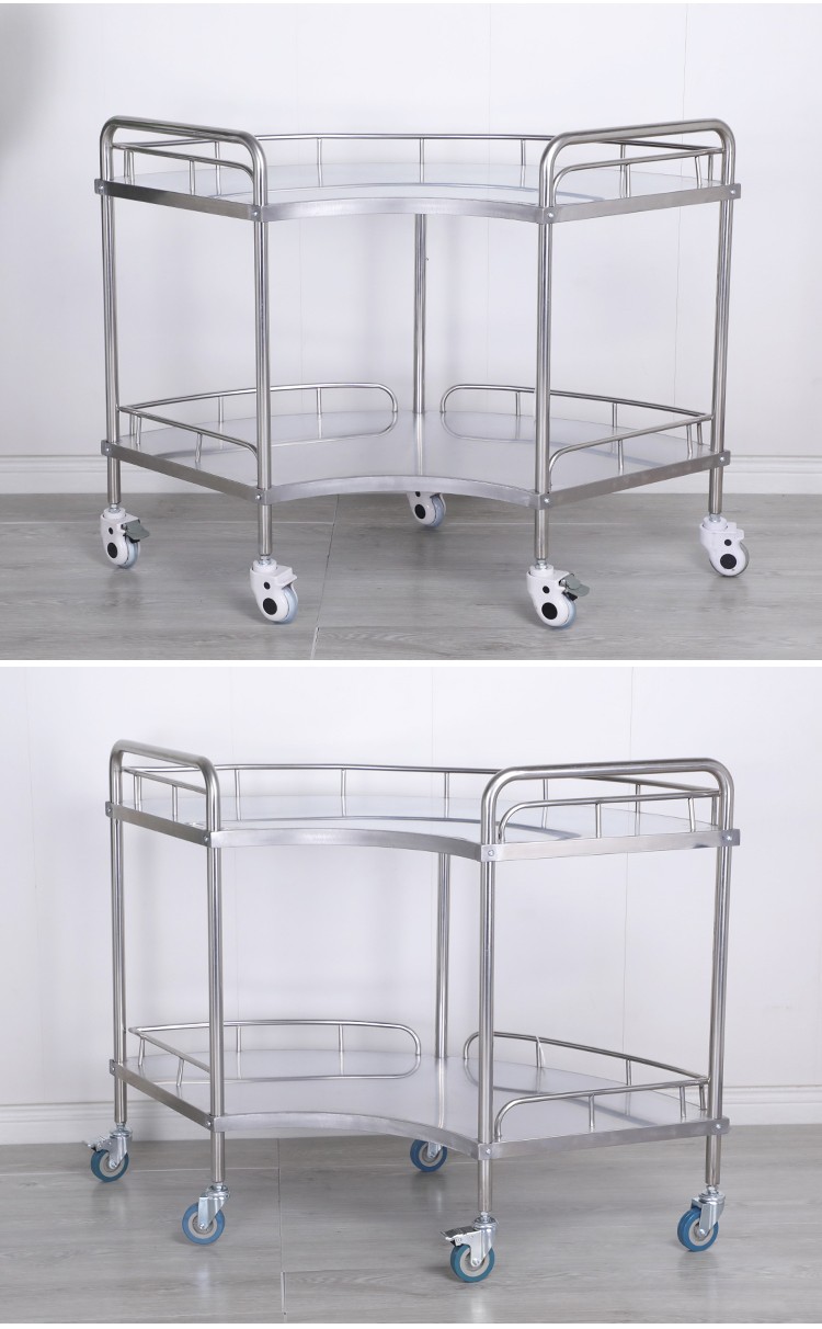 雅芝宜不锈钢扇型扇形手术器械台推车器械处置台急救抢救医院用手术