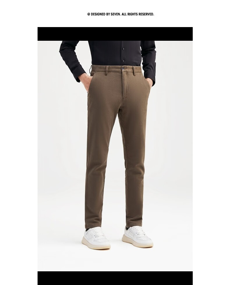 柒牌男裤休闲裤男秋冬新款中青年男士商务休闲高棉舒适男装裤子 驼色