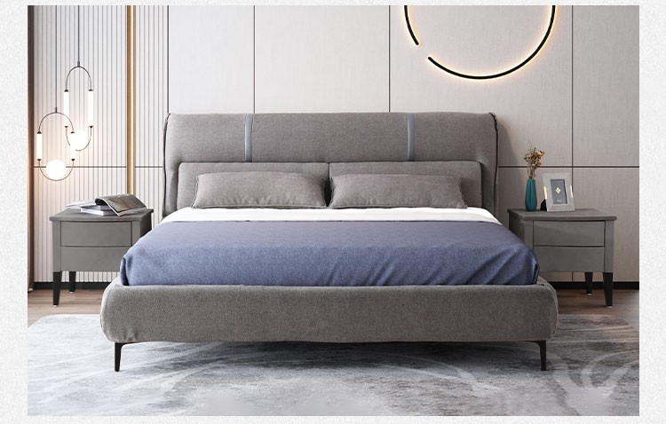 慕思(de rucci)布艺床 艾慕棉麻双人床极简意式实木框架婚床主卧床 深