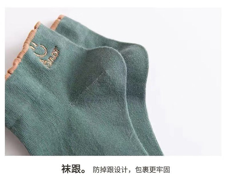 37812-俞兆林【5-10双】新款女士短袜春夏季花边浅口船袜可爱笑脸韩版日系薄款网红ins潮袜泡泡口女袜 笑脸泡泡口女袜5双-详情图