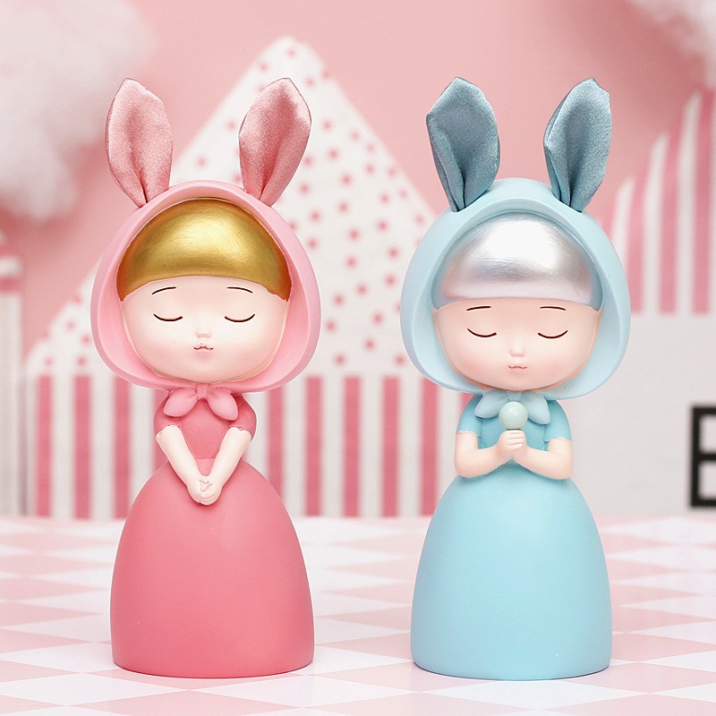 兔女孩送女朋友闺蜜老婆儿童生日礼物ins少女心卧室客厅桌面摆件粉色