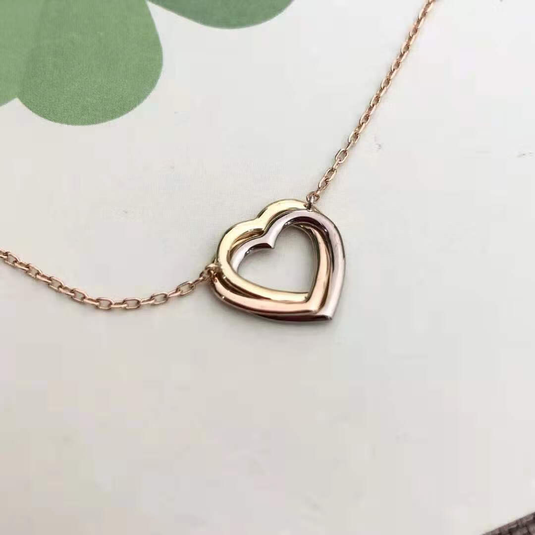99新卡地亚cartier爱心项链双色金优雅气质项链女项链
