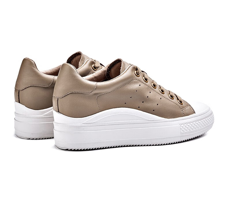 诺帝卡nautica女鞋夏季新品休闲鞋女式牛皮小白鞋子女款厚底内增高