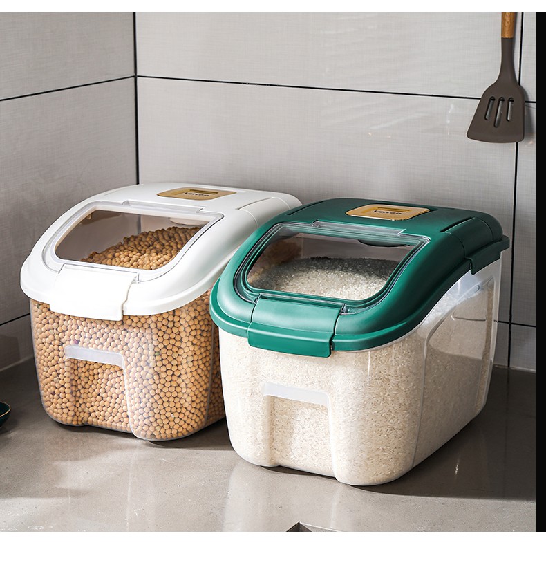 米桶密封防虫防潮储米箱加厚米缸面粉储存罐家用厨房大米收纳盒 白色