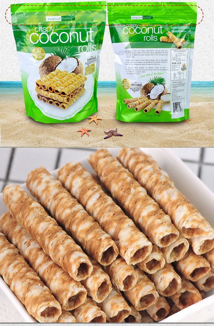澳洲进口柯可兰tropicalfields椰子卷265g椰奶蛋卷松脆芝麻香酥泰国