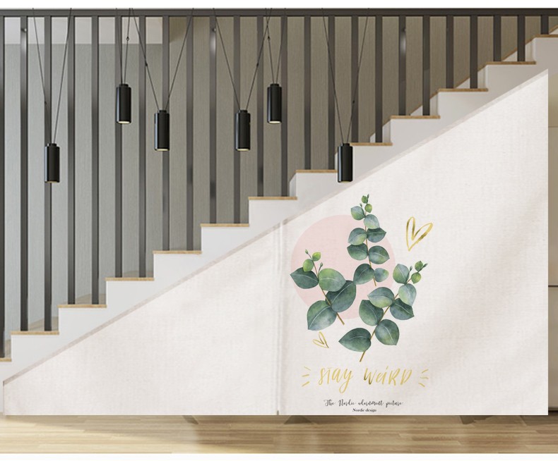 楼梯遮挡帘楼梯间口底下复式楼拉帘杂物间遮丑帘门帘免打孔魔术贴心门