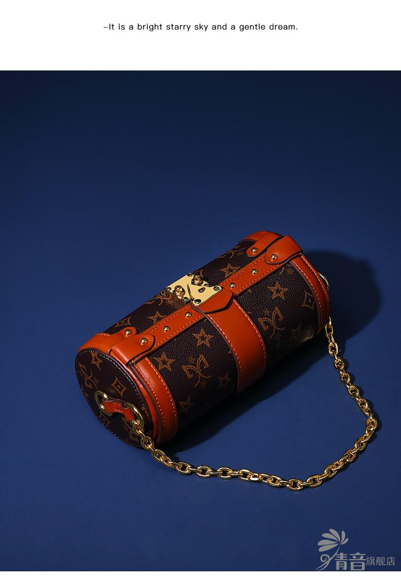 青音奢侈品女包包老花链条包斜挎小包轻奢单肩圆筒包送女友老婆生日