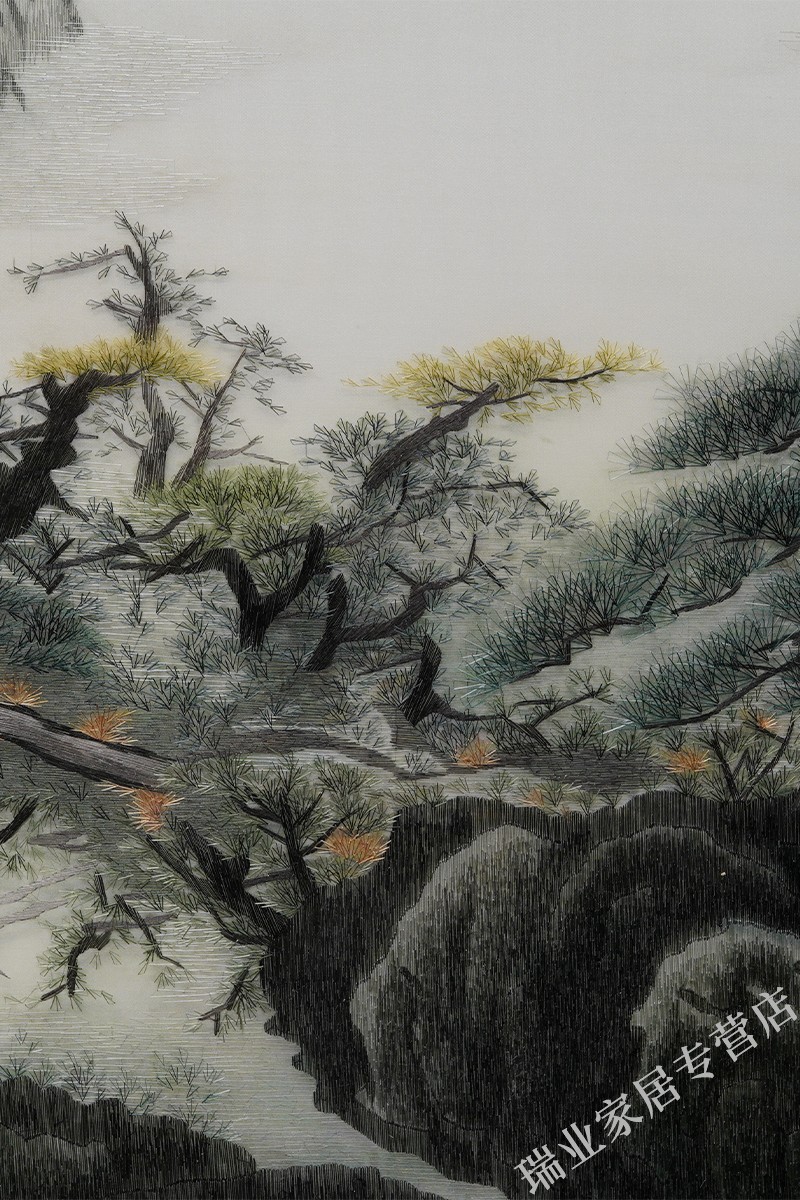 尘客苏绣成品挂画高档山水画真丝精品手工刺绣中国风家居客厅沙发背景
