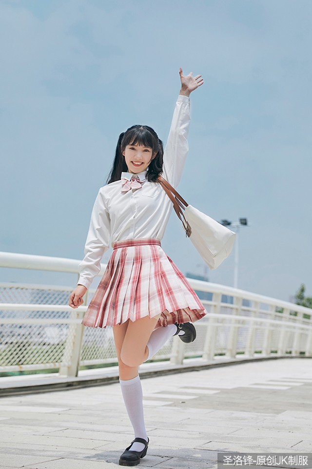圣洛锋原创jk制服少女银线格裙女学生百褶裙半身裙学院风tr长袖衬衫xl