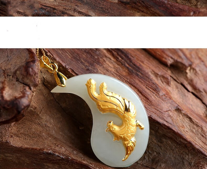 汉峰 和田玉龙凤佩吊坠金镶玉佩玉石玉坠挂件项链情侣款 龙凤佩一对