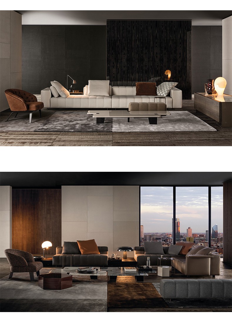 freeman沙发意式极简高端棉麻钢琴键布艺沙发别墅大平层定制家具 组合