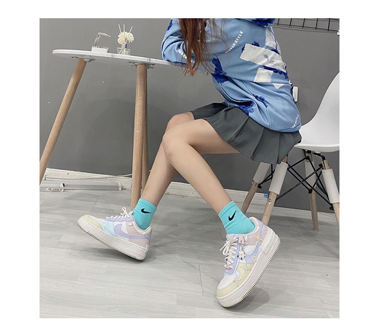 nike/耐克air force 1 af1空军一号女款马卡龙冰淇淋粉紫休闲板鞋 ci