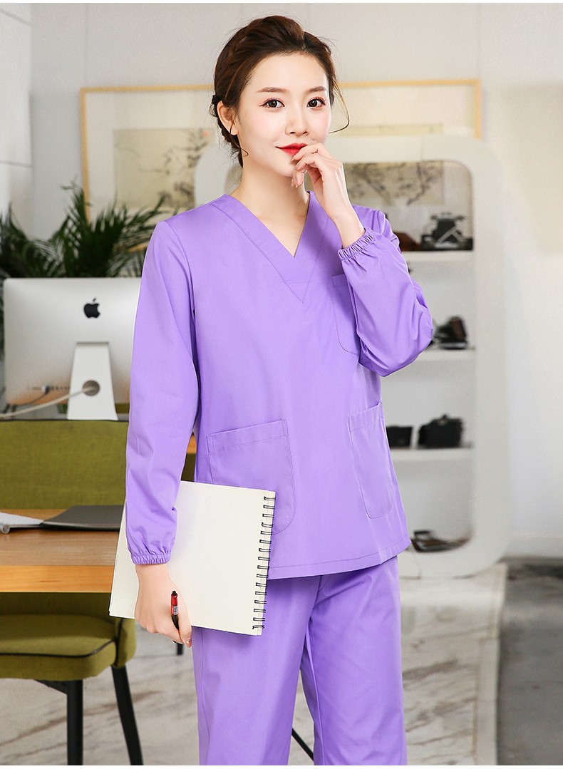 佳瑞捷洗手衣男手术室刷手服长袖女美容院工作服男女同款藏蓝加边长袖