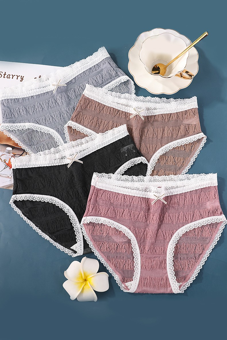 裤衩胖子肥婆女人女生底裤奈德川杏色灰色黑色豆沙色4条装l码85105斤