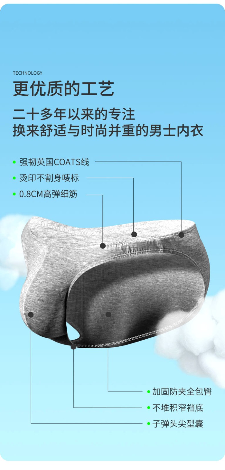 鹭珂鸶looksee细边子弹低腰小三角裤男内裤u凸个性感潮纯色木尔棉zn