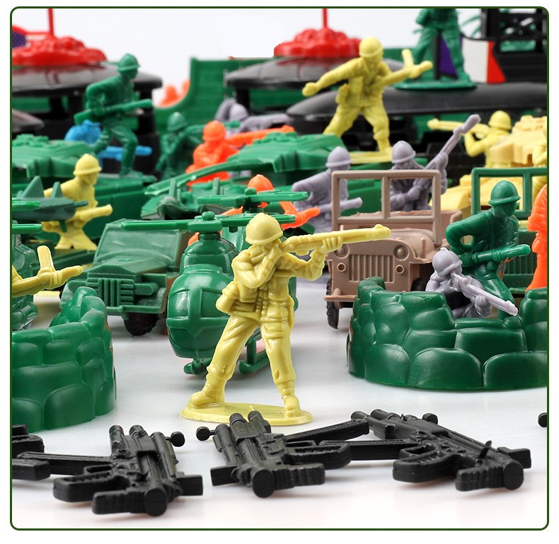 兵人小人士兵打仗二战军事玩具兵团怀旧男孩场景茶盘玩具二战战斗机