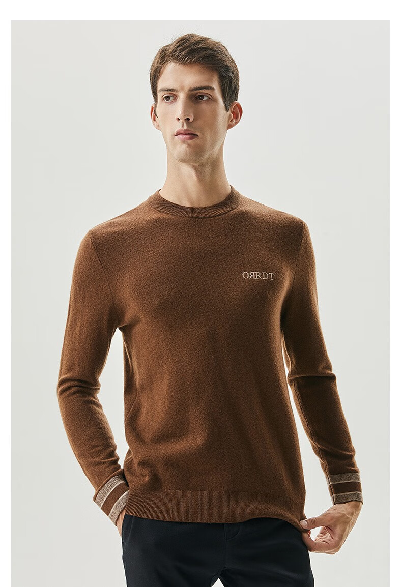 澳林丹顿(orrdt)羊绒衫 奢侈品男装22秋冬新款 时尚休闲男士圆领羊毛
